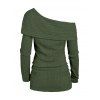 Women Winter Outfit Solid Color Lace Up Long Sweater and Buckle Leggings Set - Vert Armée S | US 4