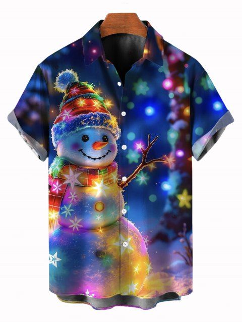 Chemise de Noël pour homme, imprimé flocons de neige colorés, à boutons