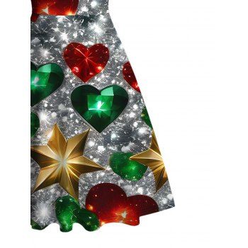 Christmas Dress Heart Snowflake Print Ruched Mini Dress