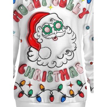 Santa Claus Snowflake Christmas Elements Print Buckle Strap Sweatshirt