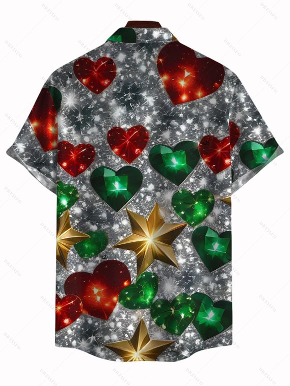 Christmas Couple Outfit Heart Snowflake Print Dress and Shirt Set - multicolor A S | US 4