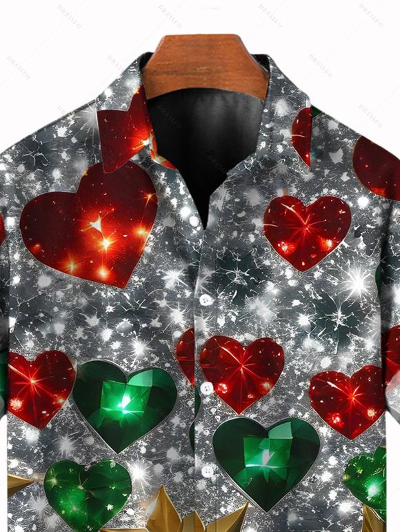 Christmas Couple Outfit Heart Snowflake Print Dress and Shirt Set - multicolor A S | US 4