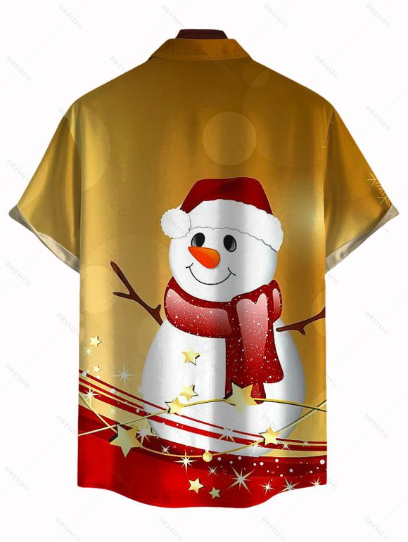 Chemise de Noël pour homme, motif bonhomme de neige et étoiles, à boutons - Couleur du désert 2XL