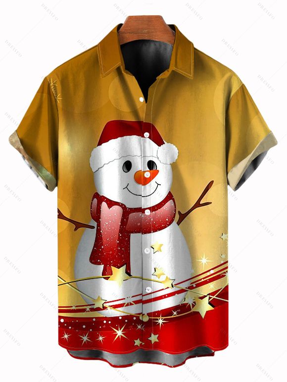 Christmas Couple Outfit Colorblock Snowman Star Print Dress and Shirt Set - Couleur du désert S | US 4