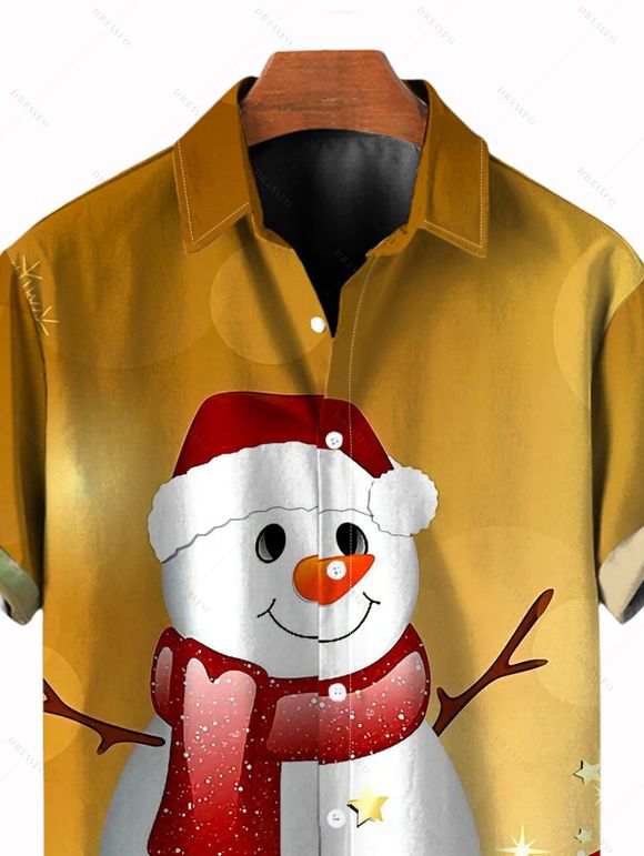 Christmas Couple Outfit Colorblock Snowman Star Print Dress and Shirt Set - Couleur du désert S | US 4