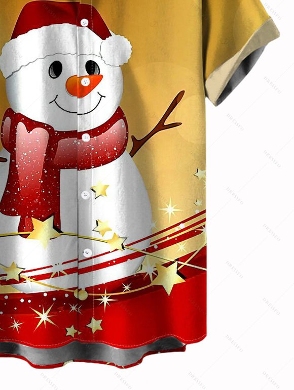 Christmas Couple Outfit Colorblock Snowman Star Print Dress and Shirt Set - Couleur du désert S | US 4