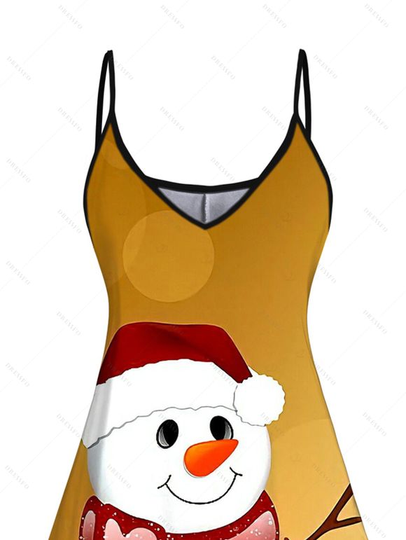 Christmas Couple Outfit Colorblock Snowman Star Print Dress and Shirt Set - Couleur du désert S | US 4