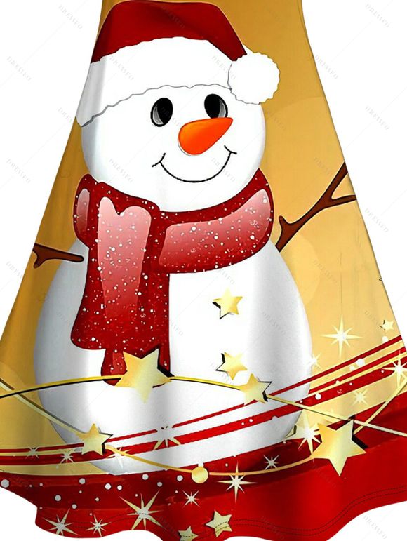 Christmas Couple Outfit Colorblock Snowman Star Print Dress and Shirt Set - Couleur du désert S | US 4