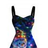 Christmas Couple Outfit Snowman Colored Snowflake Print Dress and Shirt Set - MIDNIGHT BLUE S | US 4