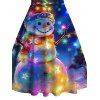 Robe de Noël mini froncée à imprimé flocons de neige et bonhomme de neige - Bleu de Minuit XXXXXL | US 20