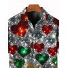 Chemise de Noël pour homme, imprimé cœur et flocon de neige, boutonnée - multicolor A 2XL