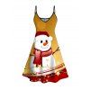 Robe de Noël à bretelles spaghetti, imprimé bonhomme de neige et étoiles, colorblock - Couleur du désert XXXXXL | US 20
