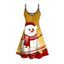 Robe de Noël à bretelles spaghetti, imprimé bonhomme de neige et étoiles, colorblock - Couleur du désert XXXXXL | US 20