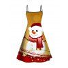 Robe de Noël à bretelles spaghetti, imprimé bonhomme de neige et étoiles, colorblock - Couleur du désert XXXXXL | US 20