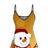 Robe de Noël à bretelles spaghetti, imprimé bonhomme de neige et étoiles, colorblock - Couleur du désert XXXXXL | US 20
