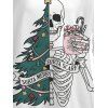 Sweat-shirt gothique de Noël avec imprimé sapin de Noël, squelettes et crânes, et fermeture à boucle. - Blanc XXXXXL | US 20
