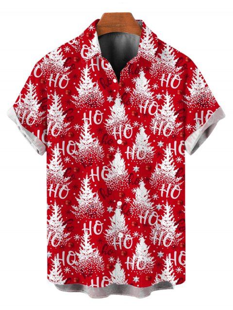 Chemise de Noël pour homme avec imprimé sapin de Noël et flocons de neige, à boutons