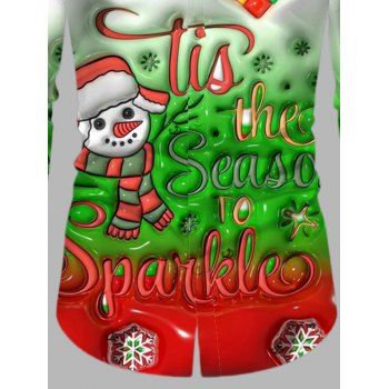 Men's Christmas Shirt Colorblock Snowman Snowflake Letter Print Shirt