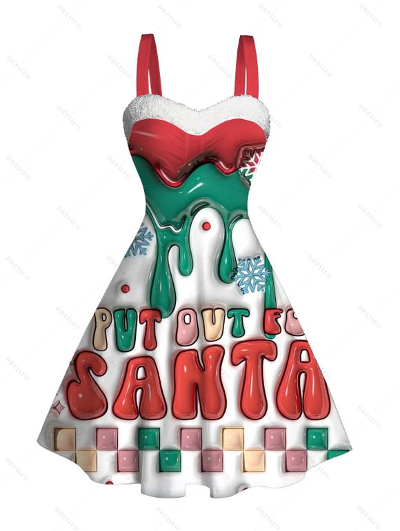 Robe de Noël à imprimé flocon de neige et lettre fondue en fausse fourrure - multicolor XL | US 12