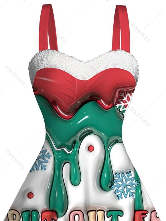 Robe de Noël à imprimé flocon de neige et lettre fondue en fausse fourrure - multicolor XL | US 12