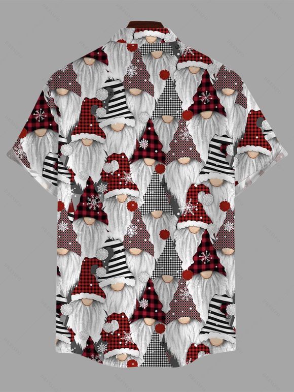 Chemise de Noël pour homme, imprimé carreaux nain, chemise boutonnée - Rouge brique 5XL