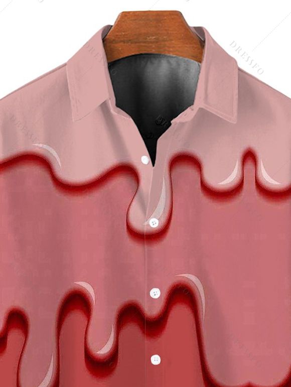 Chemise homme imprimée en 3D fondue, chemise boutonnée - Rose clair 5XL