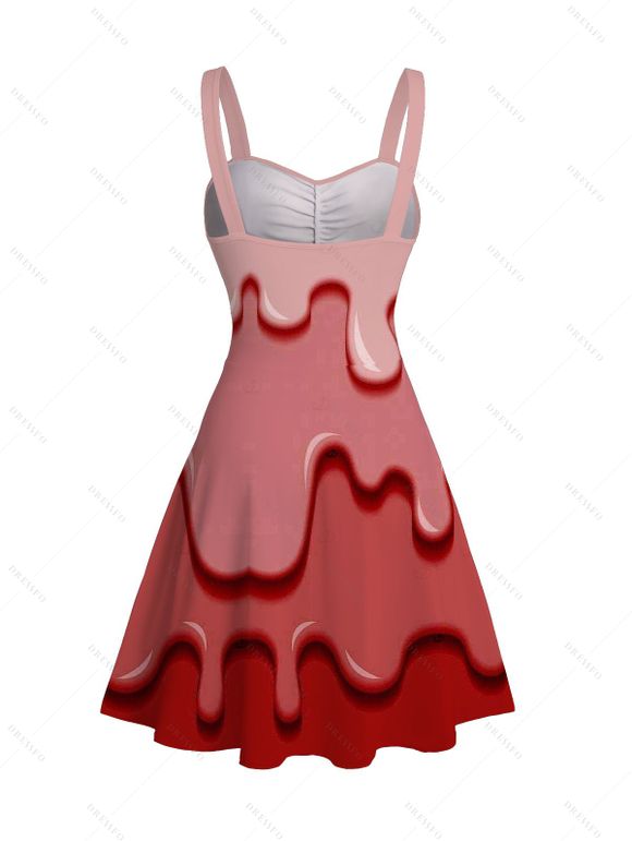 Robe courte imprimée 3D effet fondu, décolleté cœur froncé - Rose clair XXXXXL | US 20