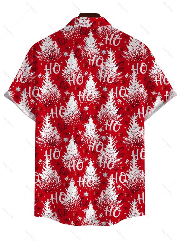Holiday Couple Outfit Christmas Tree Snowflake Letter Print Faux Fur Dress and Shirt Set - Rouge S | US 4