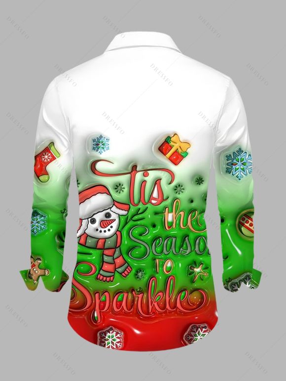 Christmas Couple Outfit Colorblock Snowman Snowflake Print Belt Dress and Shirt Set - Rouge Vineux S | US 4