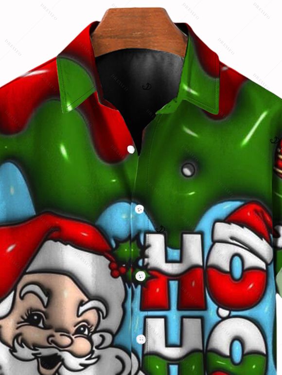 Christmas Couple Outfit Santa Claus Letter Lightning Chains Print Dress and Shirt Set - Rouge S | US 4