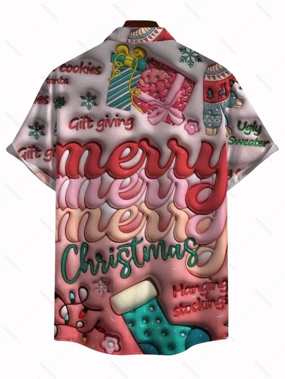 Holiday Couple Outfit Merry Christmas Gift Print Dress and Shirt Set - Rouge S | US 4