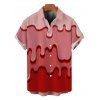 Chemise homme imprimée en 3D fondue, chemise boutonnée - Rose clair XL