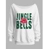 Sweat-shirt de Noël à imprimé cloche et col asymétrique, manches longues - Blanc XXL | US 14