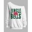 Sweat-shirt de Noël à imprimé cloche et col asymétrique, manches longues - Blanc XXL | US 14