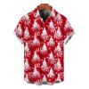 Chemise de Noël pour homme avec imprimé sapin de Noël et flocons de neige, à boutons - Rouge 5XL