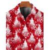 Chemise de Noël pour homme avec imprimé sapin de Noël et flocons de neige, à boutons - Rouge 5XL