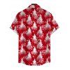 Chemise de Noël pour homme avec imprimé sapin de Noël et flocons de neige, à boutons - Rouge 5XL