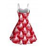 Robe de fête imprimée sapin de Noël flocons de neige et lettres, en fausse fourrure - Rouge XXXXXL | US 20