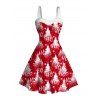 Robe de fête imprimée sapin de Noël flocons de neige et lettres, en fausse fourrure - Rouge XXXXXL | US 20