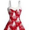 Robe de fête imprimée sapin de Noël flocons de neige et lettres, en fausse fourrure - Rouge XXXXXL | US 20