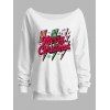 Sweat-shirt de Noël avec lettres, éclairs, flocons de neige et imprimé Père Noël - Blanc XXL | US 14