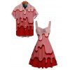 Couple Outfit Melted 3D Print Ruched Mini Dress and Shirt Set - Rose clair S | US 4