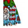 Robe de Noël imprimée Père Noël, lettres, éclairs et chaînes, à fronces - Rouge XXXXXL | US 20