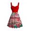 Robe de fête, cadeau de Noël, imprimée, mini-robe froncée - Rouge XXXXXL | US 20