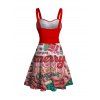 Robe de fête, cadeau de Noël, imprimée, mini-robe froncée - Rouge XXXXXL | US 20