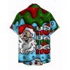 Chemise de Noël pour homme, imprimé Père Noël, lettres, éclairs et chaînes, colorblock - Vert profond 5XL