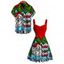 Christmas Couple Outfit Santa Claus Letter Lightning Chains Print Dress and Shirt Set - Rouge S | US 4