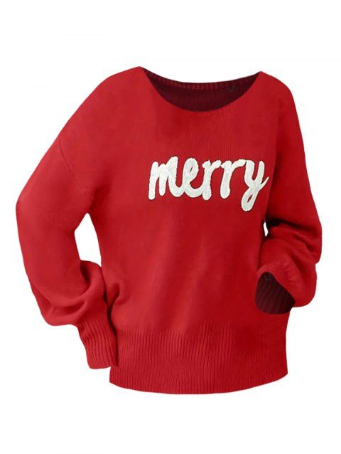 Pull de Noël à col rond imprimé « Joyeux Noël »