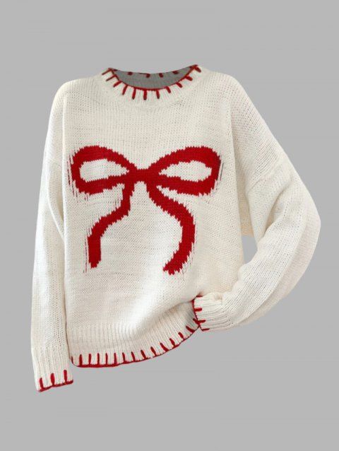 Pull Daily Sweater à manches longues imprimé jacquard et nœud papillon