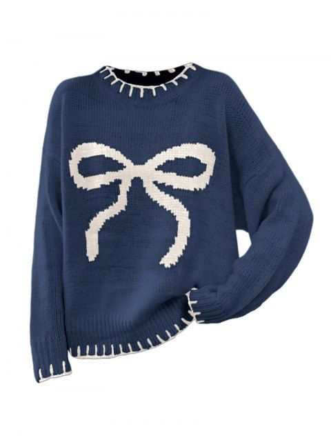 Pull Daily Sweater à manches longues imprimé jacquard et nœud papillon